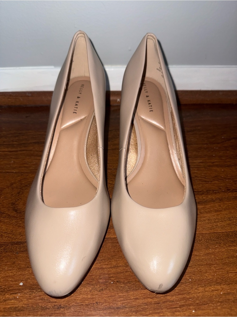 Kelly & Katie Beige Pointed-Toe Low Heel Pumps